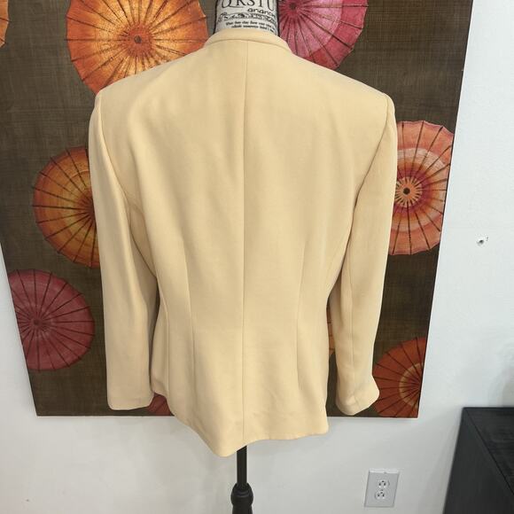WORTH Yellow Silk Blazer Jacket Luxe Workwear Statement Piece Minimalist Sz 14 - Picture 3 of 4